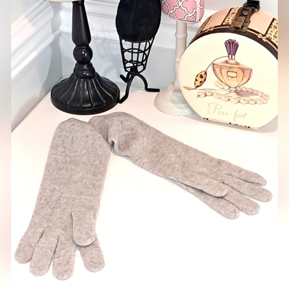 Portolano Grey 100% Cashmere Winter Gloves NWT OSFM